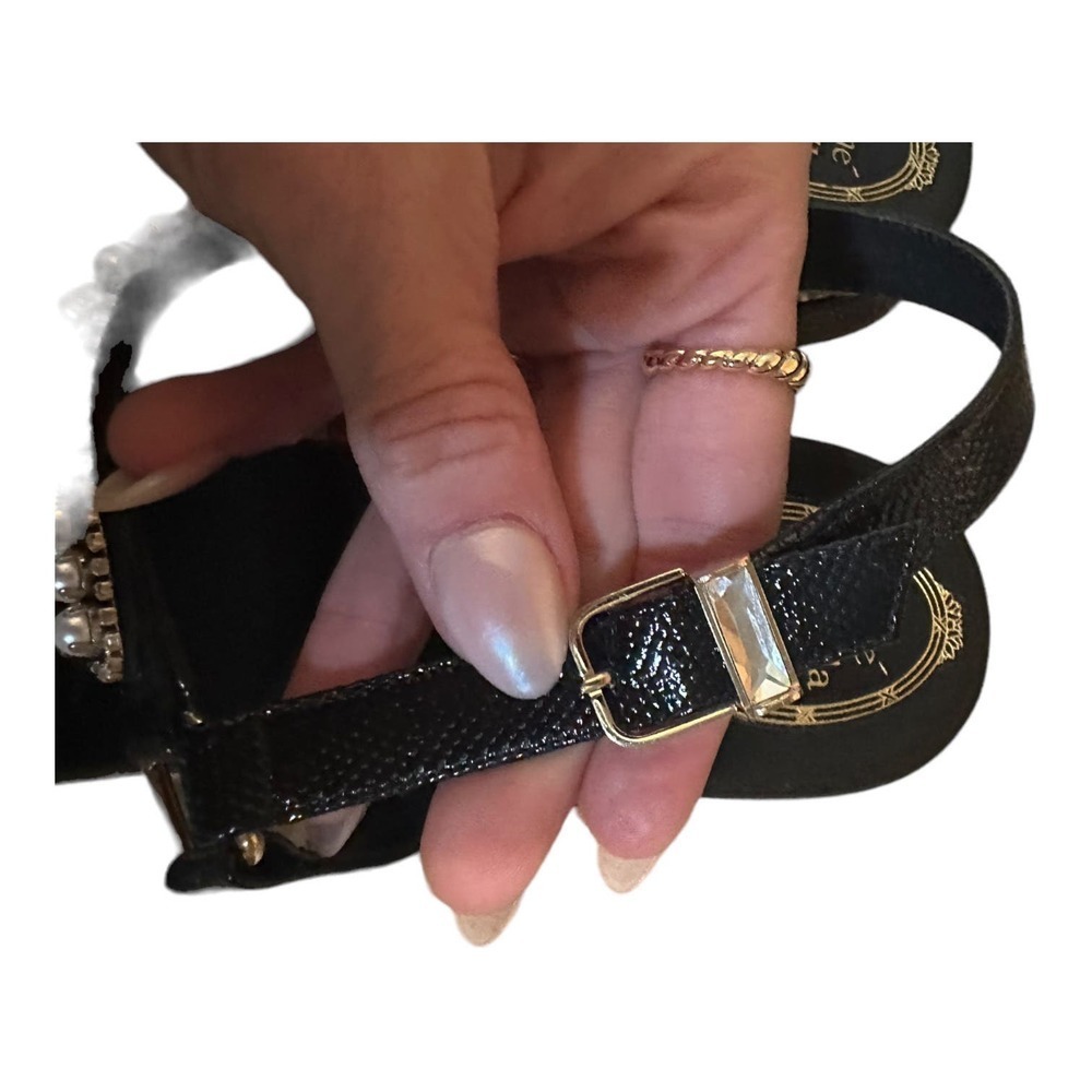 Rene Caovilla Pearly Leather Wedge Sandal, Black - Picture 7 of 10